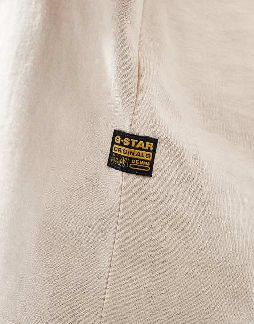 G-Star - T-shirt beige con riquadro del logo, 3 di 4