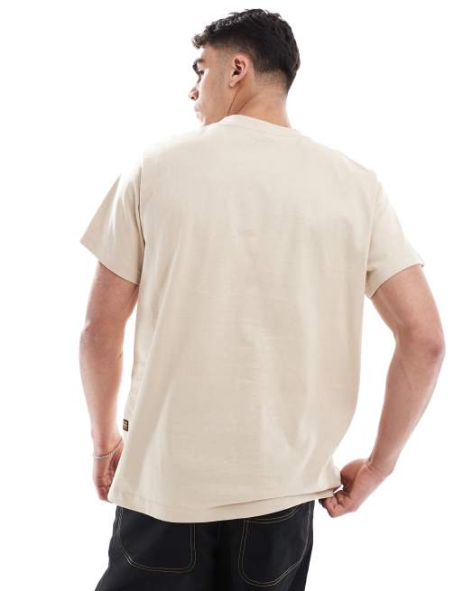 G-Star - T-shirt beige con riquadro del logo, 4 di 4