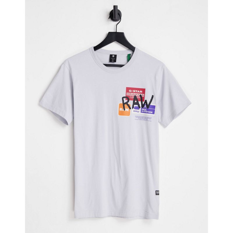 Uomo WeUwH G-Star - T-shirt bianca con grafica multicolore 