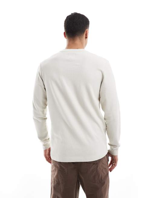 G-Star - T-shirt gaufré à manches longues et poche plaquée zippée - Blanc cassé, 2 de 4
