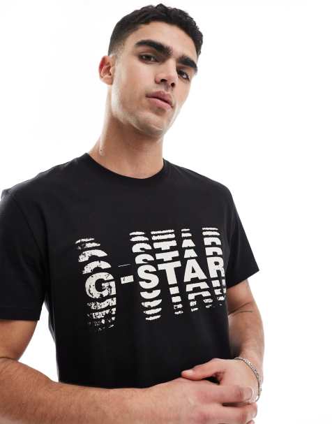G-Star t-shirt in black with shattered logo print - view 1