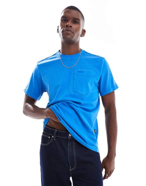 G-Star – T-Shirt in überfärbtem, gewaschenem Blau - view 1