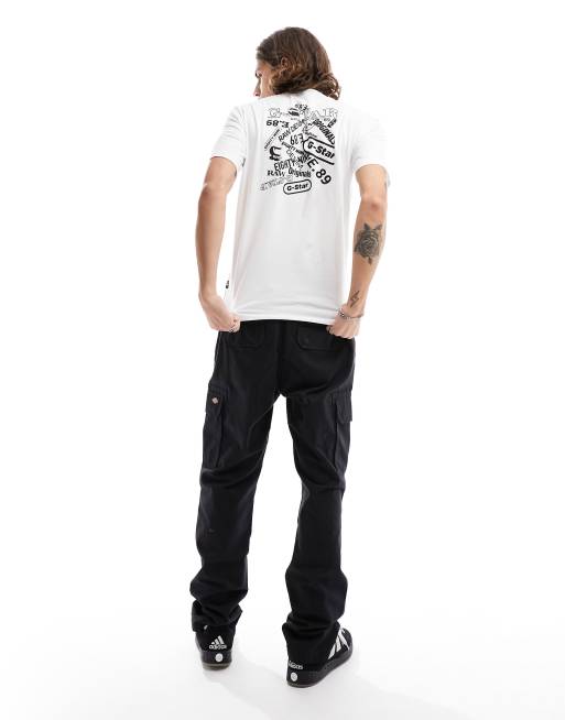 G-Star – T-Shirt in Weiß mit Print auf Brust und Rücken, 3 von 4