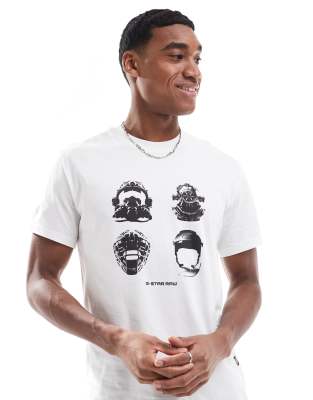 t-shirt in white with masks print