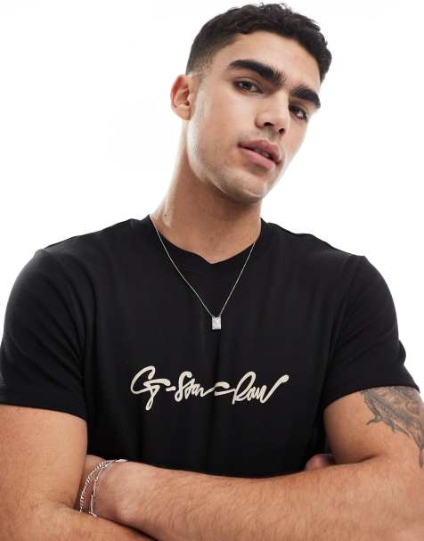 G-Star - T-shirt met geschreven logoprint in zwart - view 1
