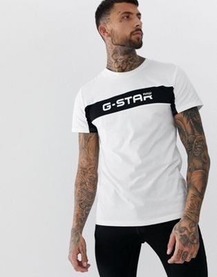 G-Star - T-shirt met grafische logopaneel in wit