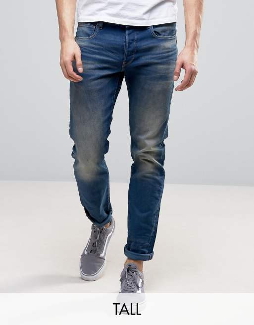 G-Star TALL – 3301 – Schmal geschnittene Jeans in mittlerer Firro-Vintage-Waschung
