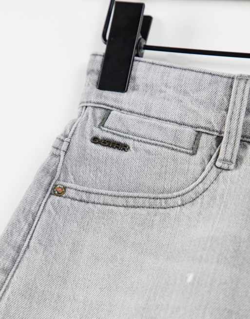 G-Star tedie ultra high rise rolled hem distressed denim shorts in gray, 4 of 4