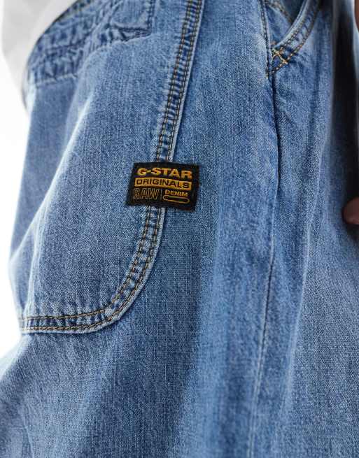 G-Star Travail Pantaloncini di jeans ampi lavaggio medio blu