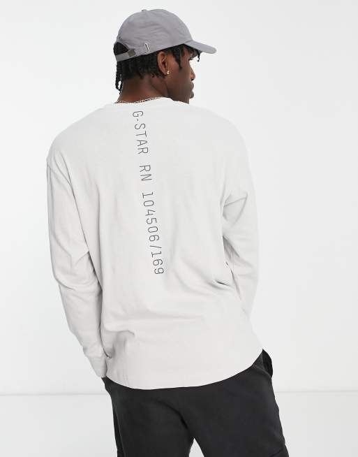 G Star Typeface boxy fit long sleeve top in white with back print