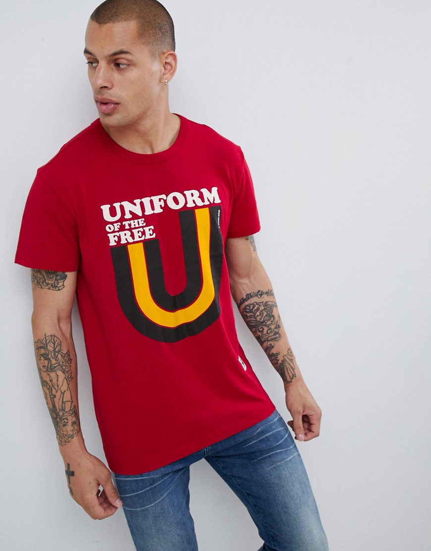 G-Star - Uniform of the free - T-shirt rossa-Rosso