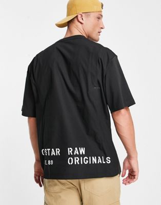 G-Star utility mix boxy fit t-shirt in black with back print branding