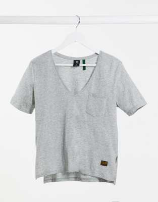 G-Star v neck front pocket detail tee in grey