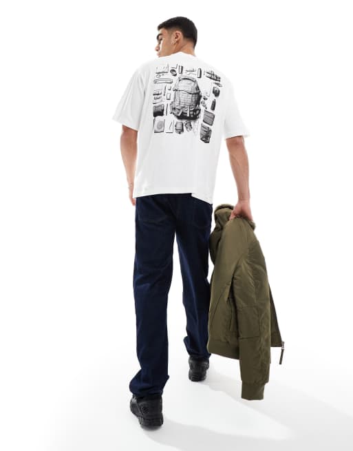 G-star – Vit t-shirt i oversize med tryck baktill, 3 av 4