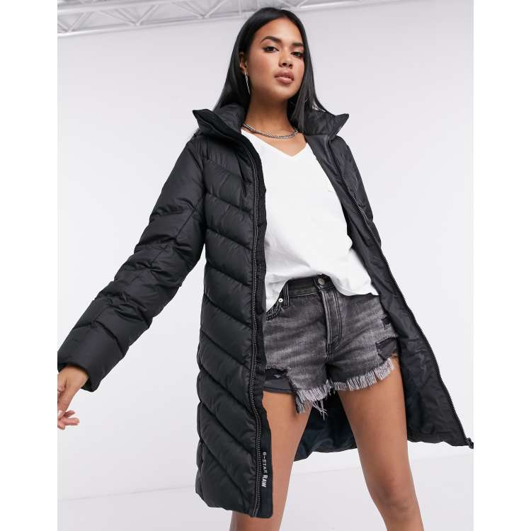 fatning svælg Slapper af G-Star Whistler hooded long line puffer coat in black | ASOS