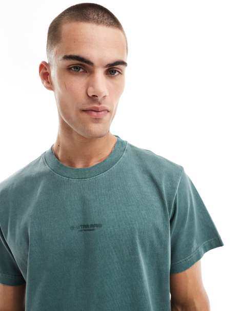 G-star oversized t-shirt in overdyed green tonal logo print