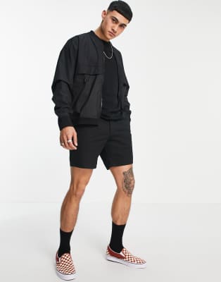 bomber jacket and shorts