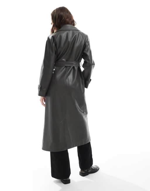 Gabardina caqui de cuero sintético de New Look, 4 de 4