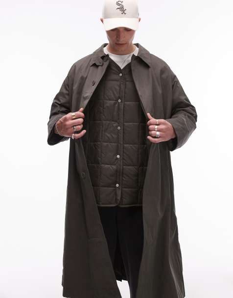 Gabardina caqui extragrande con forro extraíble de Topman - view 1