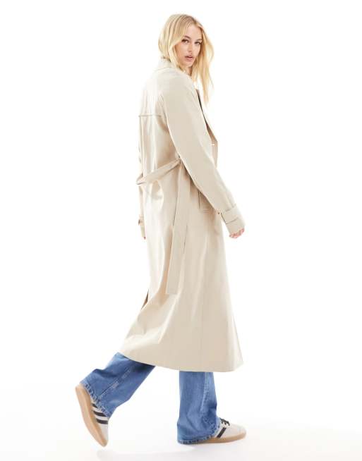Gabardina color arena con lazada en la cintura de Pieces Tall, 3 de 4