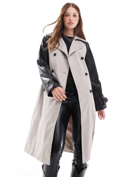 Gabardina color piedra con mangas de poliuretano de New Look - view 1