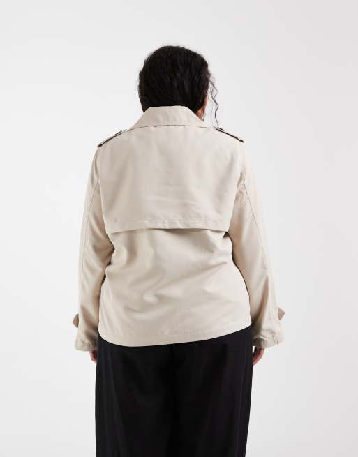 Gabardina corta beis de ONLY Curve, 4 de 4