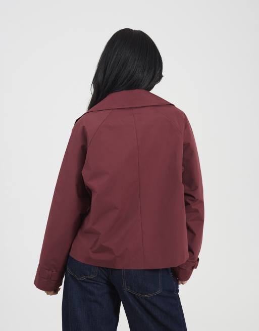 Gabardina corta burdeos con doble botonadura de Brave Soul, 2 de 4