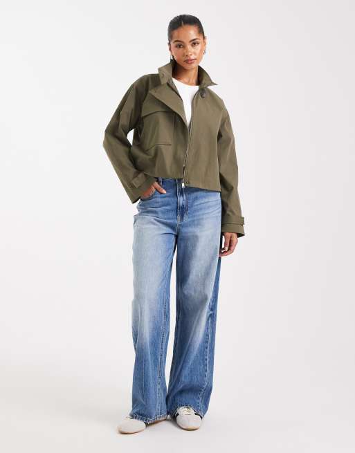 Gabardina corta caqui asimétrica de ONLY, 2 de 4