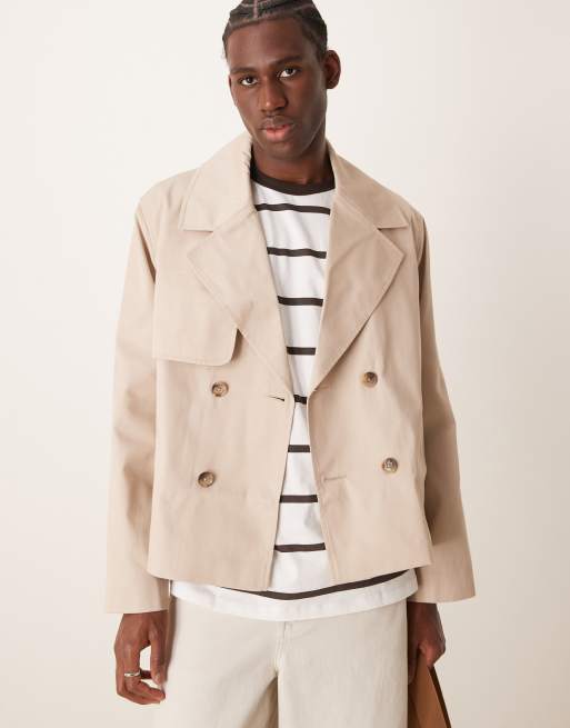 Gabardina corta color piedra de ASOS DESIGN