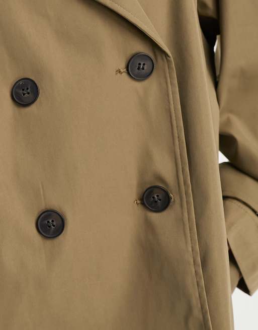 Gabardina corta color piedra oscuro de tejido ligero de ASOS DESIGN, 3 de 4