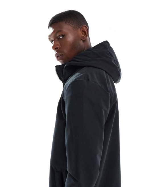 Gabardina corta negra con capucha y cremallera de Brave Soul, 4 de 5