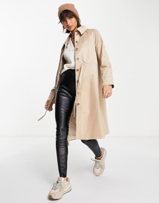 Gabardina de corte trapecio con cintura anudada de Fashion Union