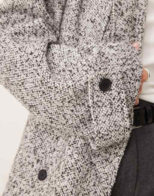 Gabardina de vestir corta gris con cinturón con textura cepillada de ASOS DESIGN, 4 de 4