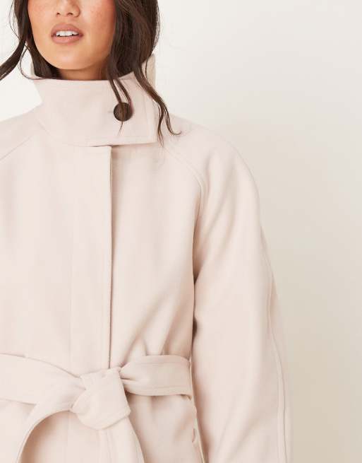 Gabardina de vestir larga color avena con cuello alzado de ASOS DESIGN, 4 de 4