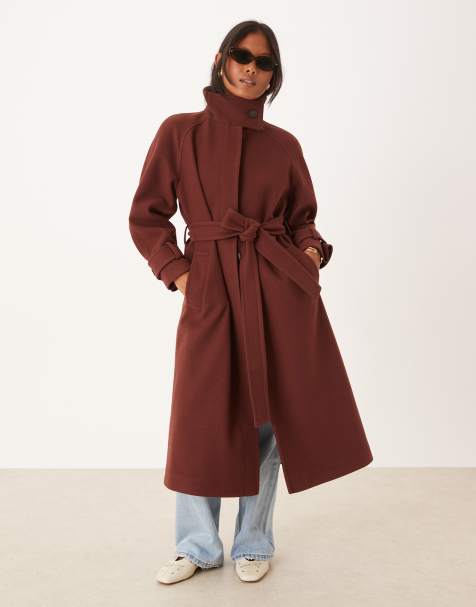 Gabardina de vestir larga color óxido con cuello alzado de ASOS DESIGN Petite - view 1