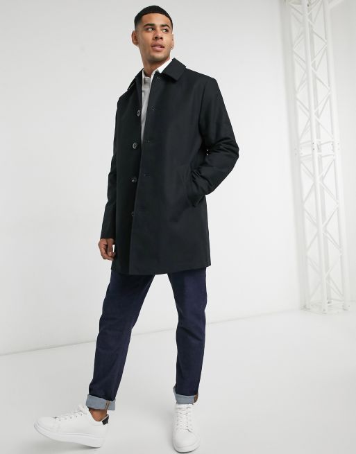 Gabardina impermeable de botonadura simple en negro de ASOS DESIGN