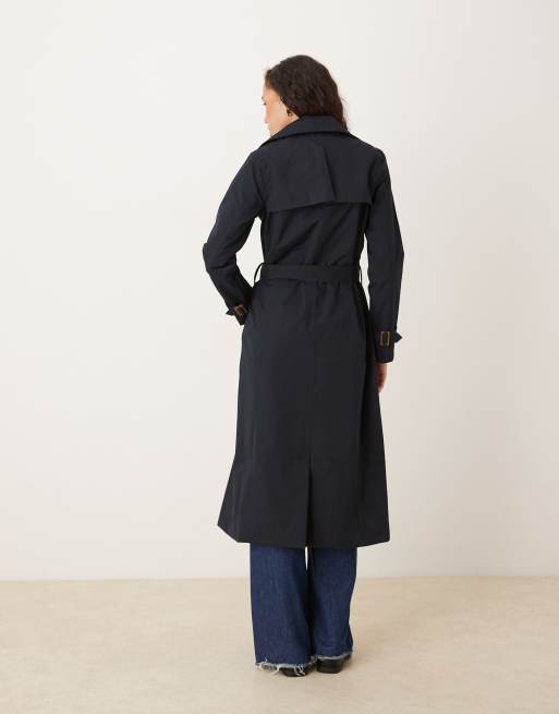 Gabardina larga azul marino con doble botonadura de Brave Soul, 2 de 4