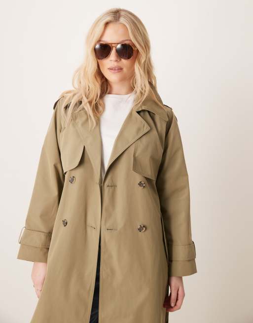 Gabardina larga caqui de Abercrombie & Fitch, 2 de 4