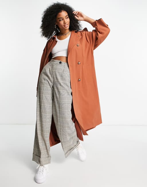 Gabardina larga color óxido de Topshop