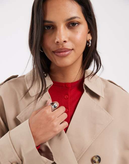 Gabardina larga color piedra con cinturón de Vero Moda, 4 de 4