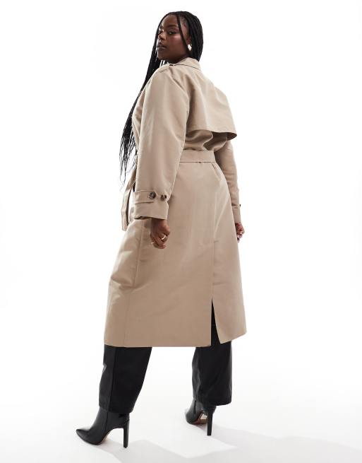 Gabardina larga color roble con cinturón de Vero Moda Curve, 2 de 4