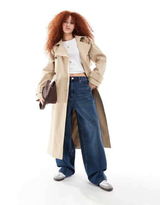 Gabardina larga en color piedra de ASOS DESIGN, 4 de 4