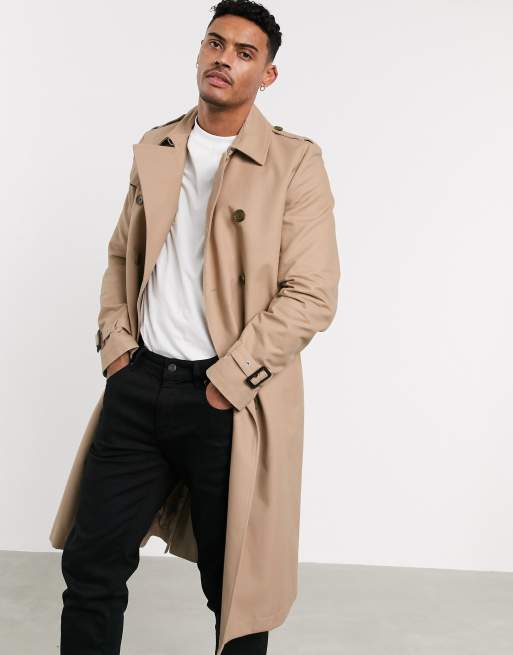 Gabardina larga impermeable en piedra con cinturón de ASOS DESIGN, 4 de 4