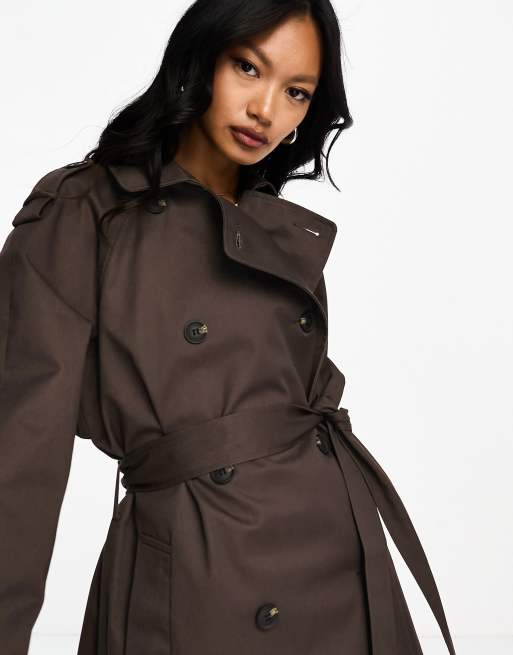 Gabardina larga marrón chocolate de ASOS DESIGN, 3 de 4
