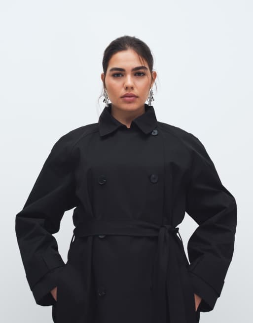 Gabardina larga negra impermeable de ASOS DESIGN Curve, 4 de 7