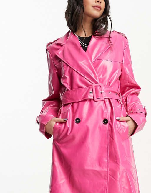 Gabardina larga rosa intenso de Extro & Vert, 2 de 4