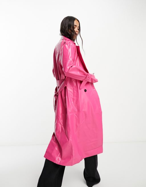 Gabardina larga rosa intenso de Extro & Vert, 3 de 4