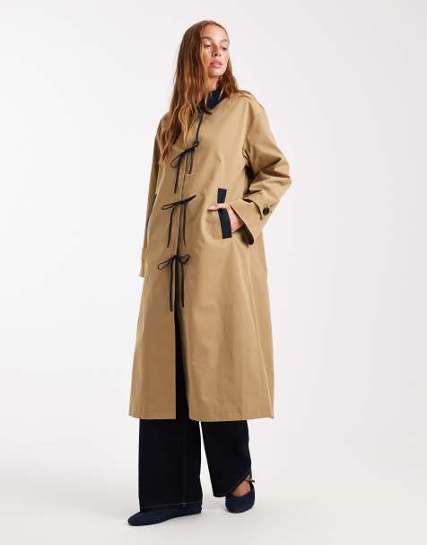 Gabardina marrón claro con detalle de lazos de ONLY - view 1
