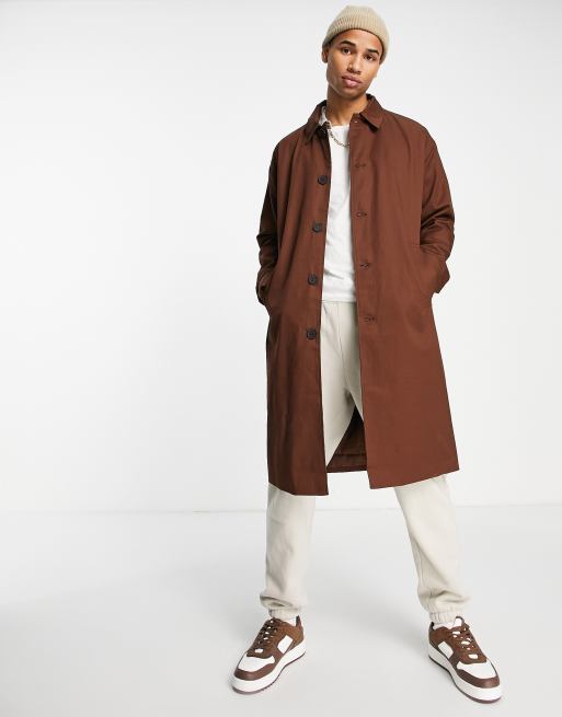 Gabardina marrón extragrande de Only & Sons