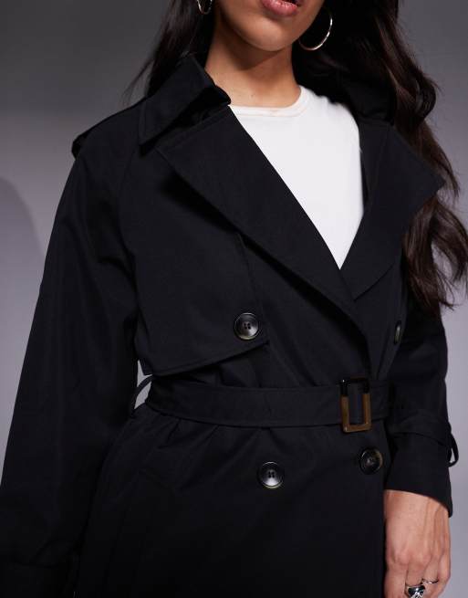 Gabardina midi negra de doble botonadura con cinturón Westwind de Princess Polly, 4 de 4